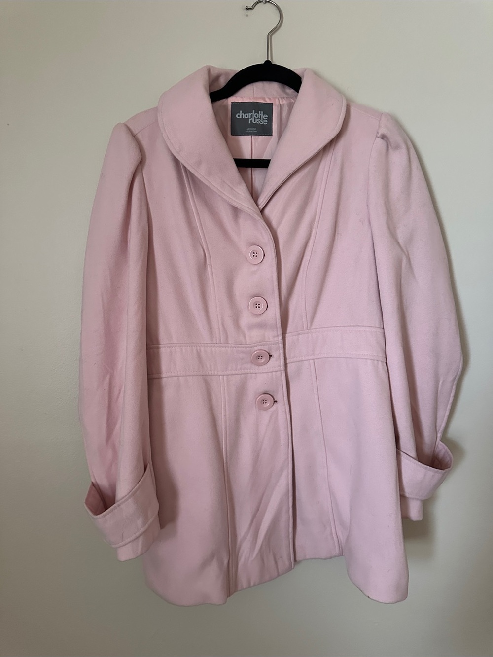 Charlotte Russe Soft Pink Button-Front Pea Coat